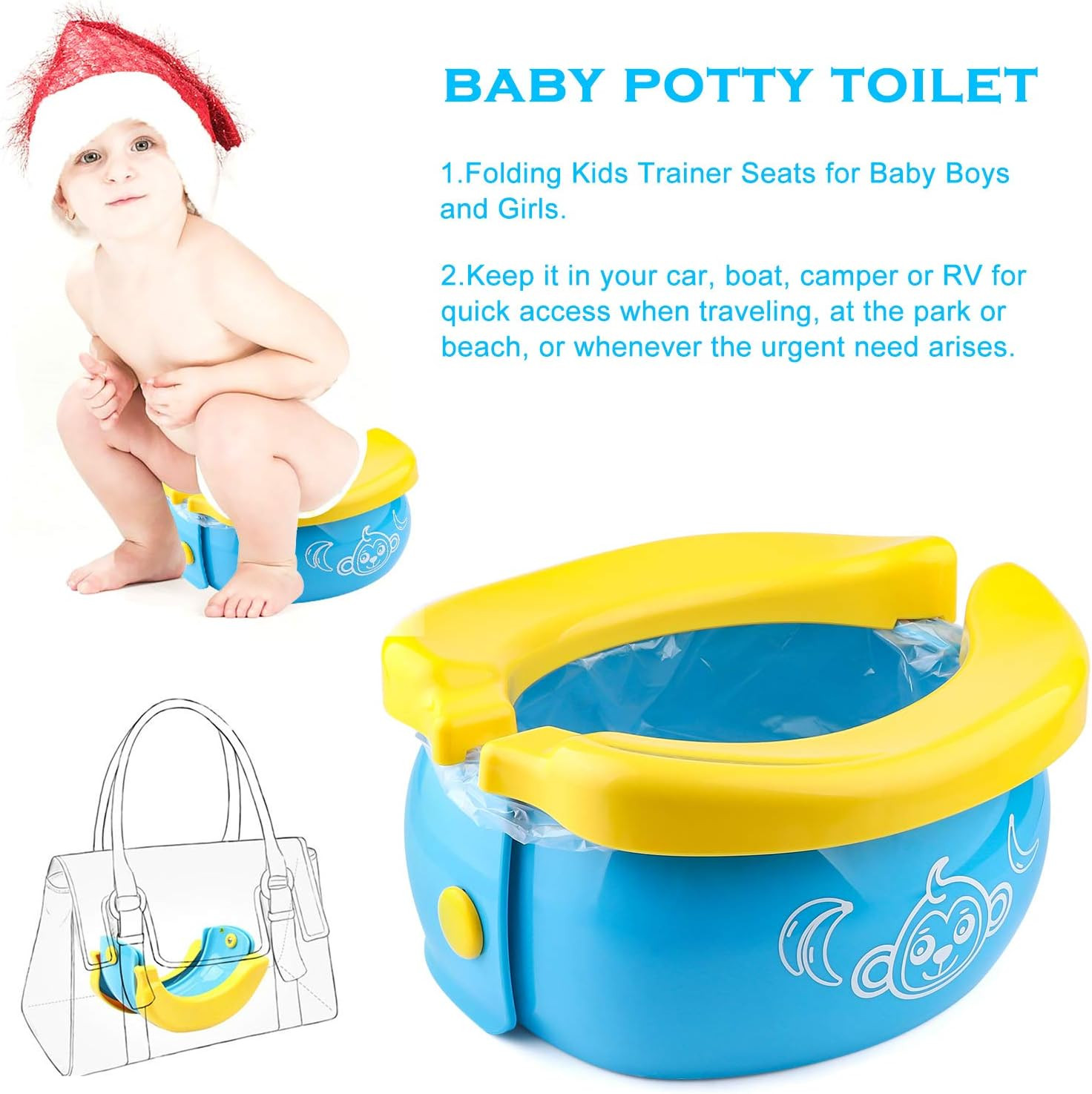 Portable Foldable Plastic Baby Potty Kids Travel Toilet