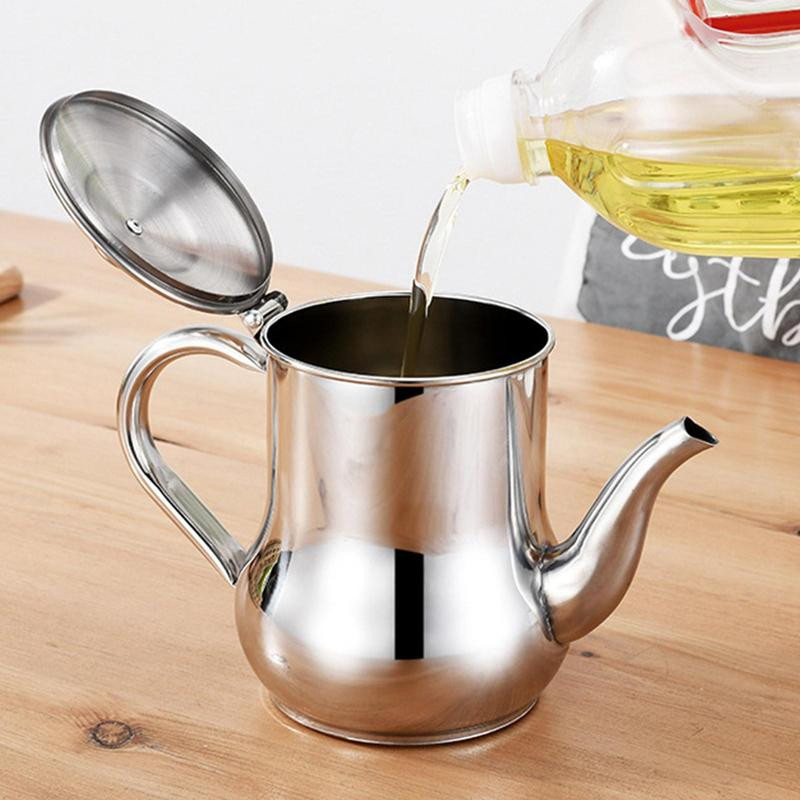 Stainless Steel Oil Strainer Pot Oil Dispenser with Removable Filter - Image 5